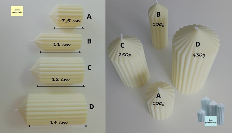 100% natural light pastel yellow striped candle from eclatdeluciole.fr