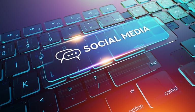 a keyboard with a social media concept of social media