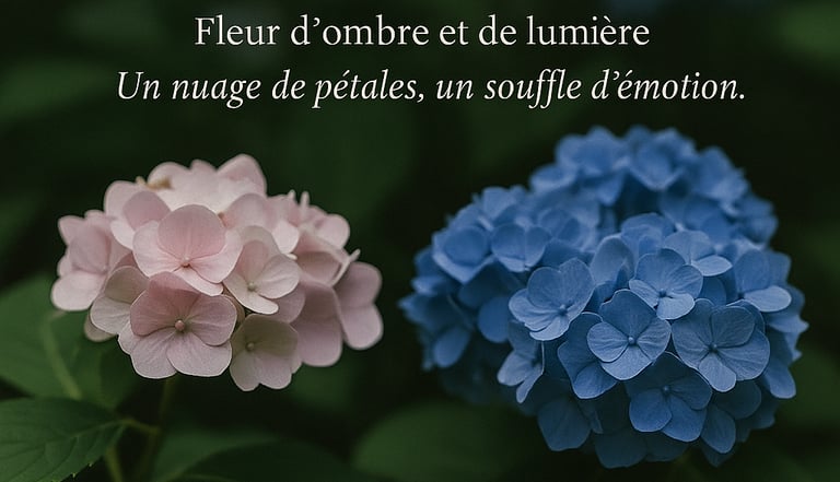 Hortensia à fleurs roses et bleues