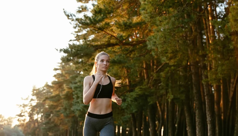 Mulher praticando corrida para emagrecimento e queima de calorias