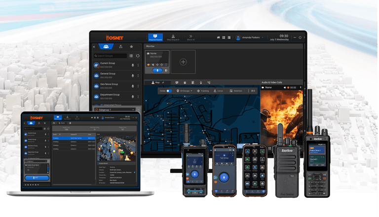 Dispatch console installed on PC and laptop along with other compatible PoC devices