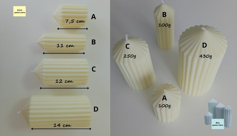 100% natural light pastel yellow striped candle from eclatdeluciole.fr