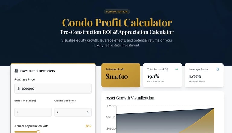 WebPro247 I Web Examples Condo Profit Calculator