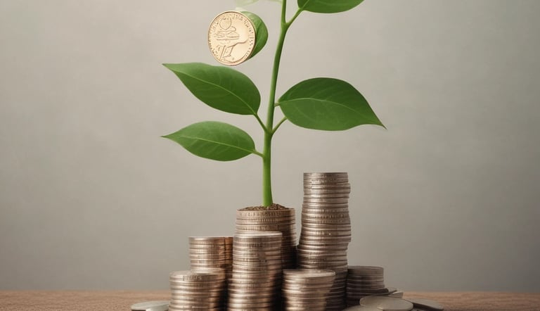 a bitcoin sitting on top of a pile of money