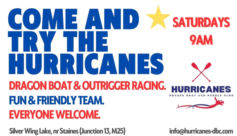 Join Hurricanes Dragon Boat and Outrigger Racing at Silver Wing Lake on Saturdays at 9 AM.