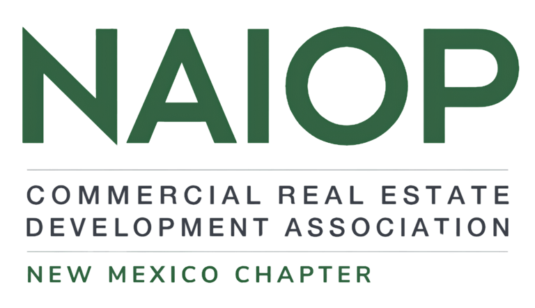 NAIOP Commercial Real Estate Development Association logo for the New Mexico Chapter in green and gray.