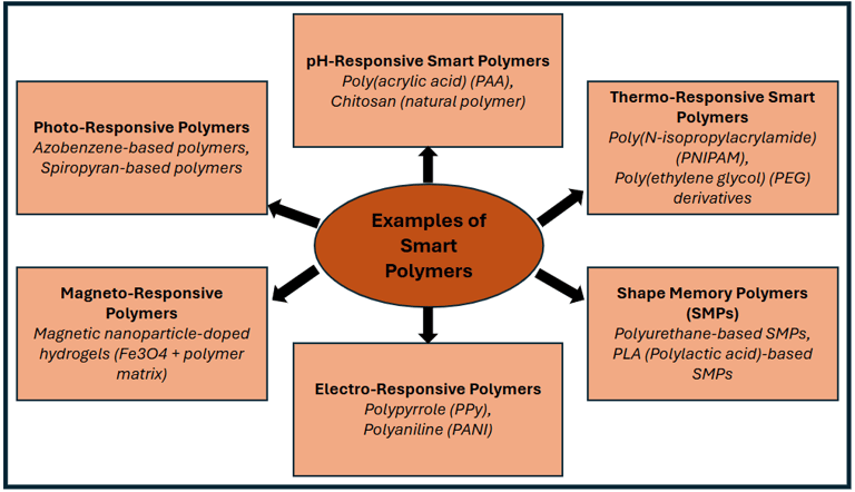 Examples of different smart polymers.