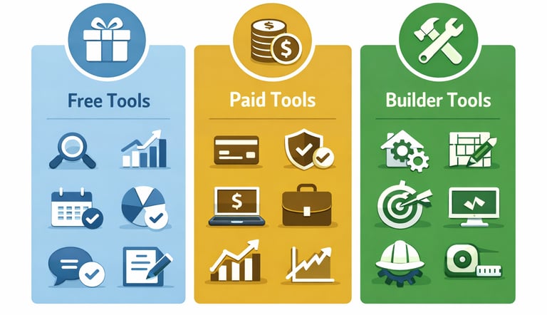 comparison of free paid and credit builder monitoring tools in a simple visual layout