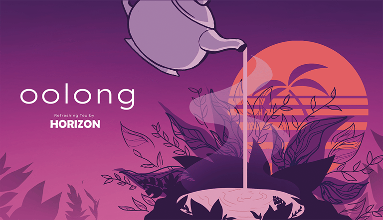 Horizon Beverages oolong tea label art
