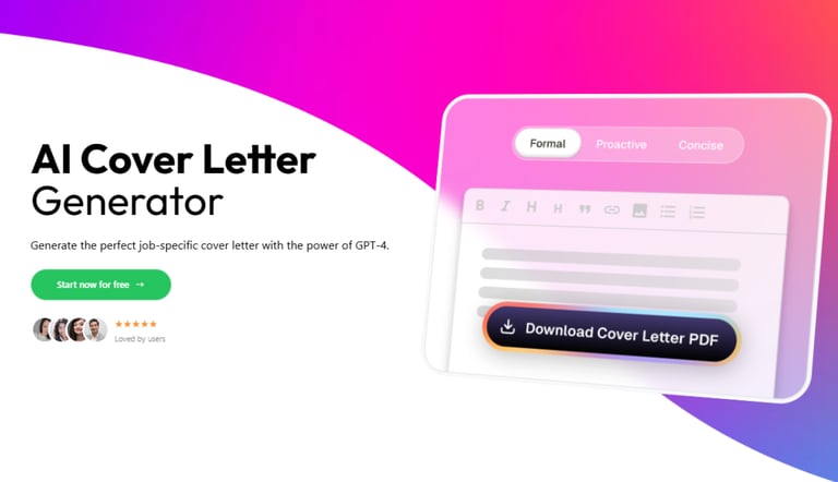 Image with an AI Cover Letter Generator on it