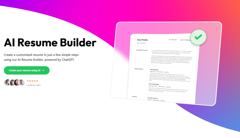 Image with AI Resume Builder on it