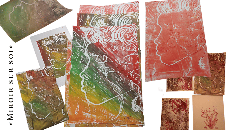 "Miroir sur soi", pièce emblématique de la collection linogravure "Enchantée"