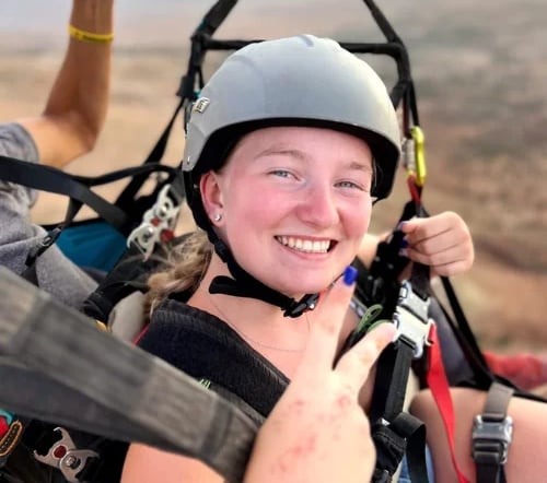 A passenger soaring through the skies