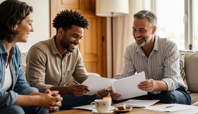 Real estate agent working with clients