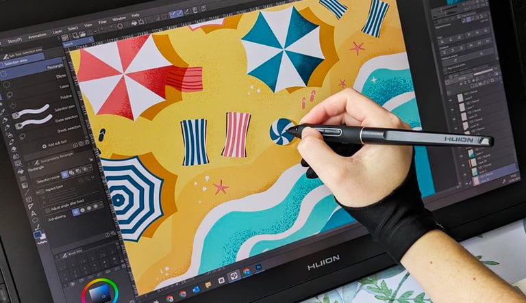 a person is drawing on a computer screen