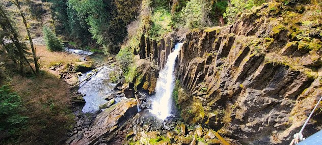 Salem, OR - Side view of Drift Creek Falls from the suspension bridge above