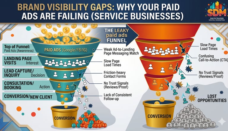 Brand visibility gaps that cause paid ads to fail for service businesses."