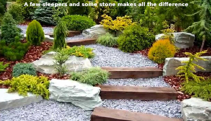 Landscape steps rock garden