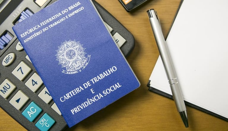 Foto de uma carteira de trabalho que representam o direito previdenciário