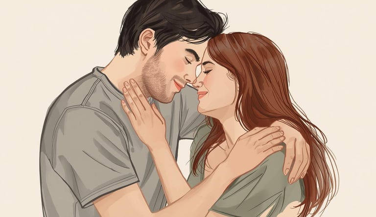 Couple embracing with intimacy and respect after HSV disclosure