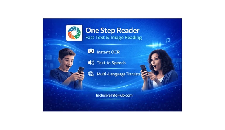 One step reader key features: Instant OCR, Text to Speech, Multi language Translate