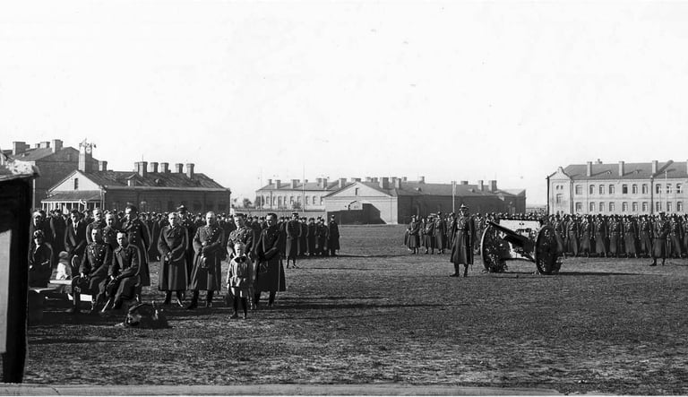 Officers' Cadet School, Artillery Reserve, Wolynski, Poland, 1930. Solemn Oath ceremony.