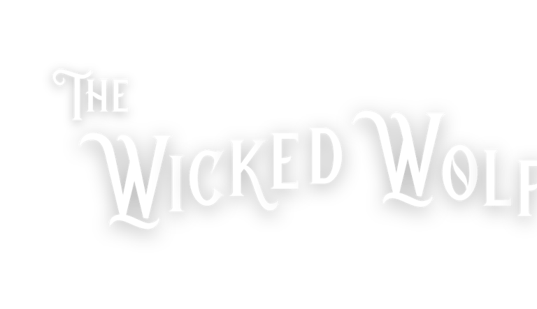 The words "The Wicked Wolf" displayed in a decorative, white font with flourishes and shadows