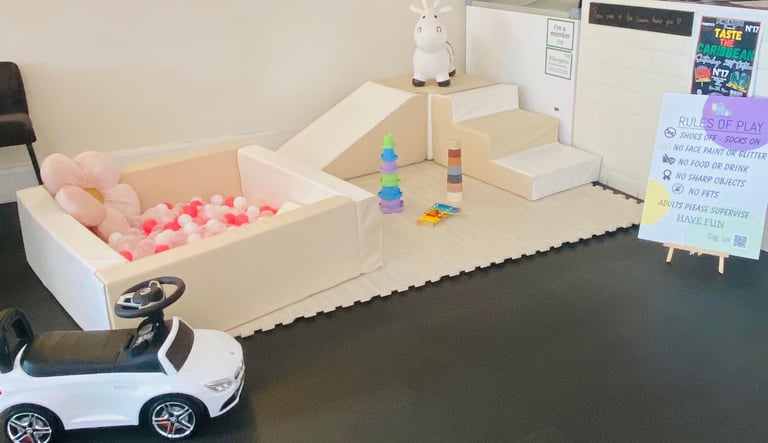 white & beige softplay for hire sussex