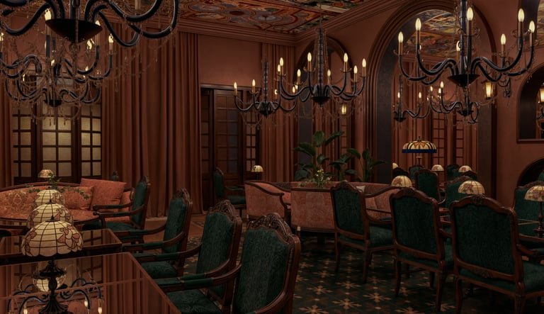 Luxury restaurant seating interior Dubai UAE