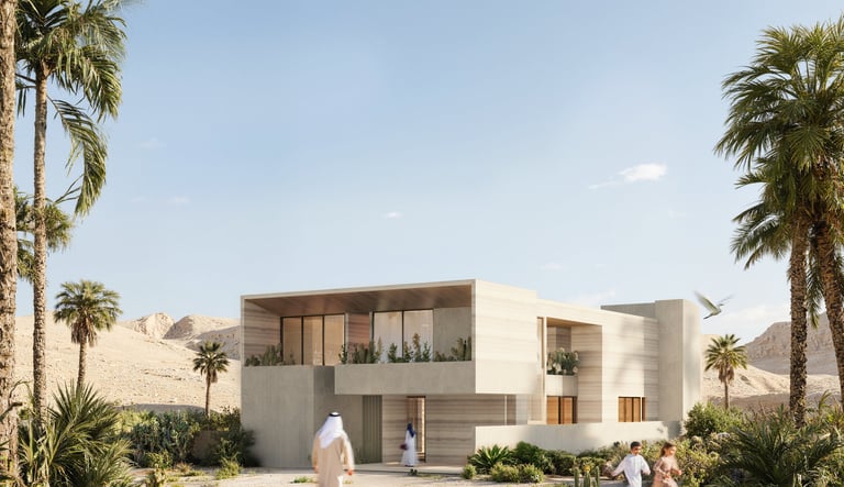 Contemporary desert villa outdoor living concept 2025