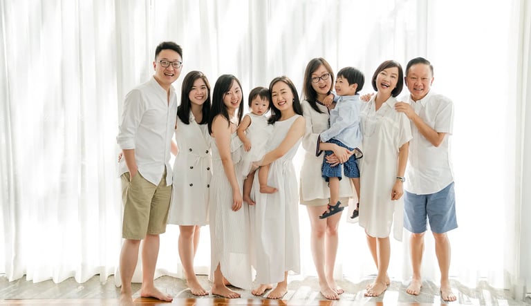 Stefy family portrait with soft window light at Renaissance Uluwatu Bali