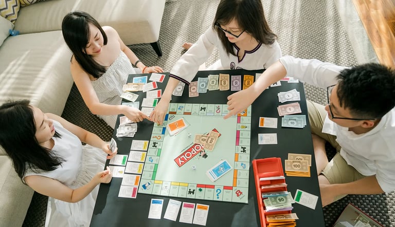 Stefy family enjoying board games together at Renaissance Uluwatu Bali