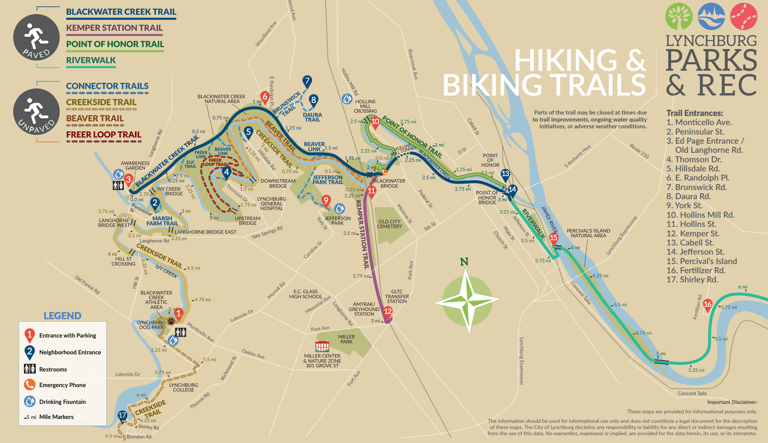map of blackwater creek trail lynchburg va