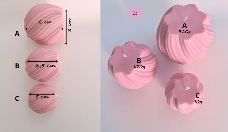 100% natural pink pearl colored twisted candle from eclatdeluciole.fr