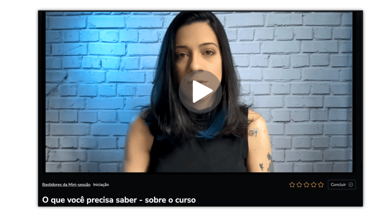 player do curso de mini sessão por dentro