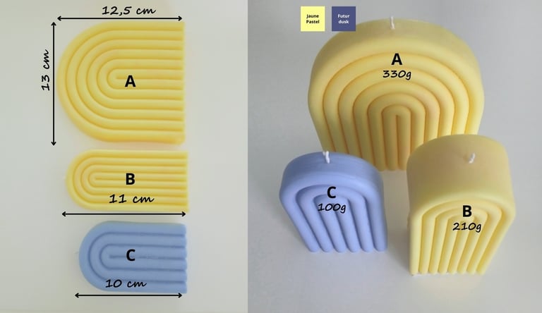 100% natural pastel yellow and future dusk arch candle from eclatdeluciole.fr