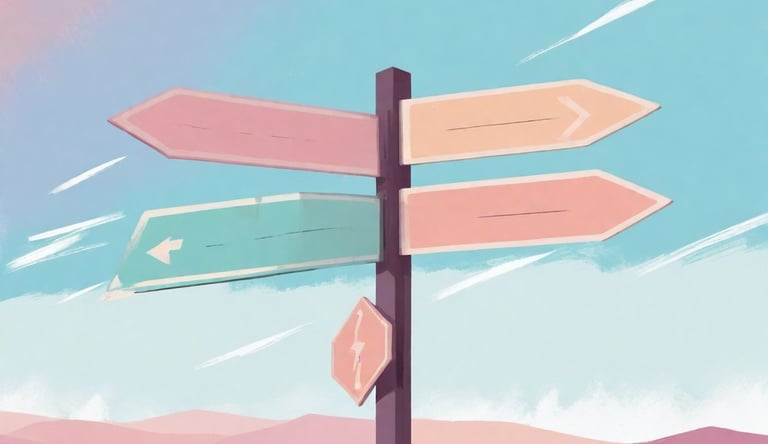 a sign post with arrows pointing to different directions
