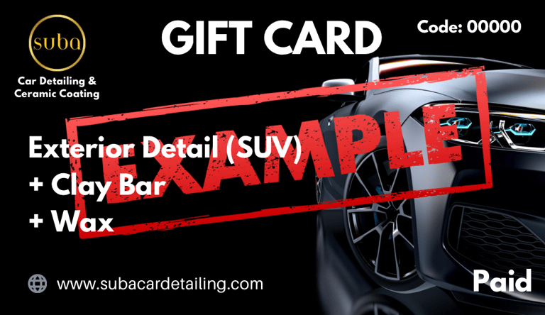 Suba car detailing gift card
