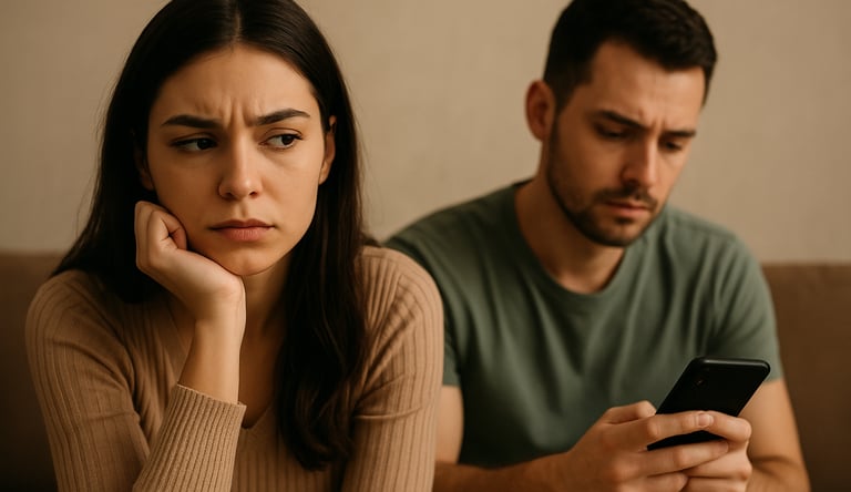 casal pensativo avaliando sinais de amor no relacionamento