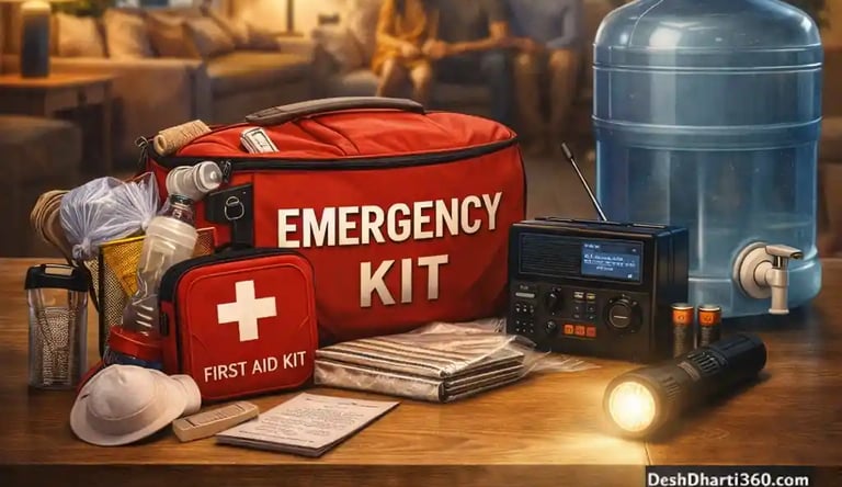 Home disaster preparedness emergency kit and safety setup