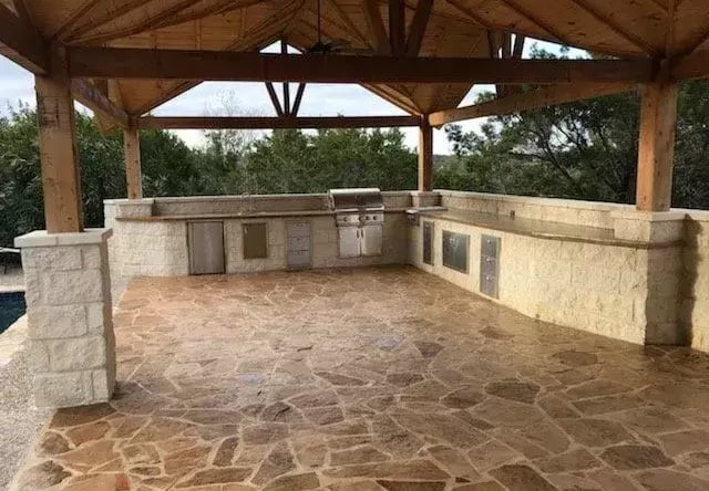Stamped Concrete Patio with Concrete Grill Counter in Columbia, SC