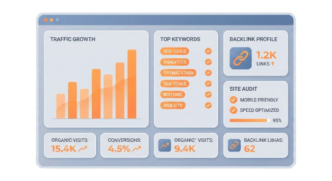 visual representation SEO results dash board