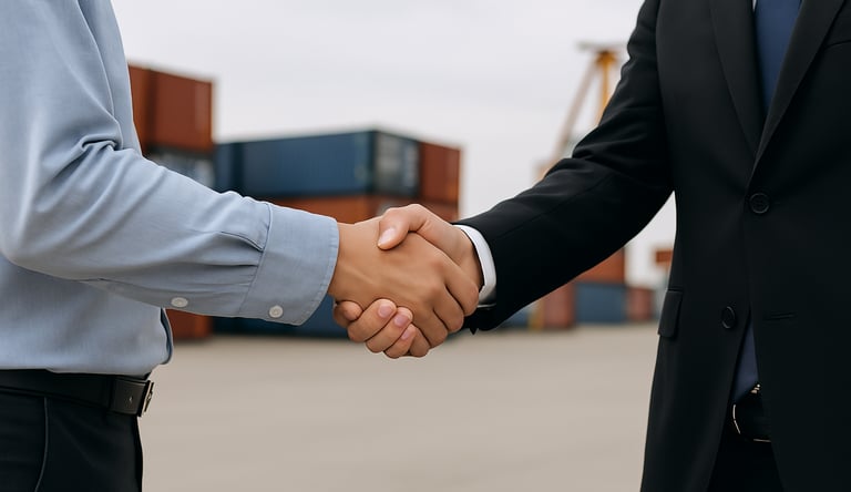 "Handshake symbolizing partnership with Indian suppliers"