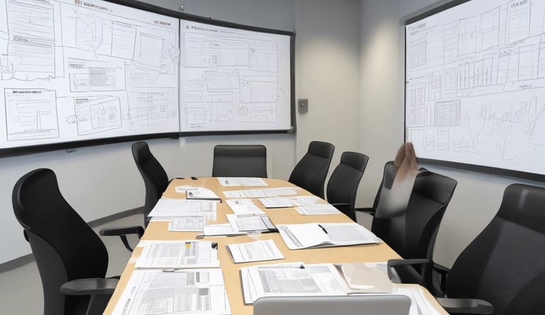 A diverse team collaborating in a modern office with advanced tech equipment.