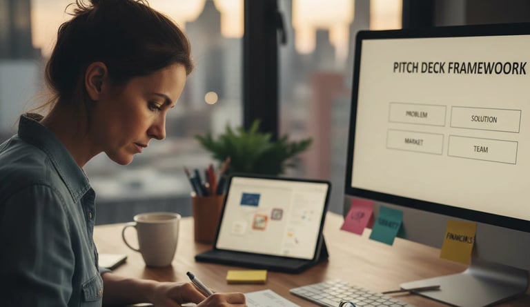 Founder prioritizing judgment and decision-making over reliance on pitch deck tools and templates.