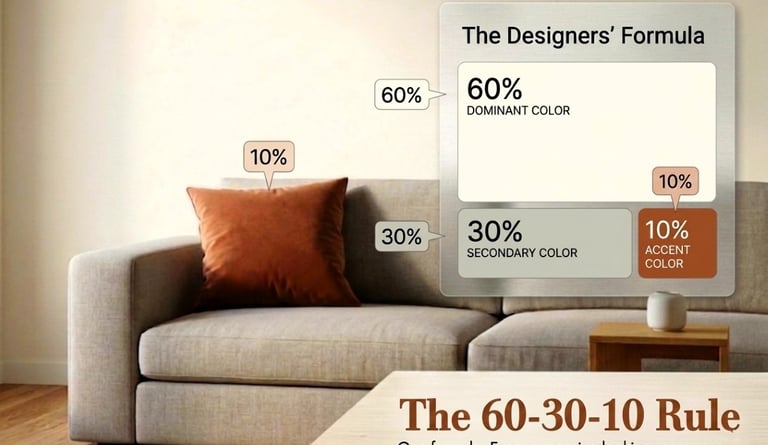 60 30 10 color rule for building a living room colour palette with warm cream taupe and brushed gold