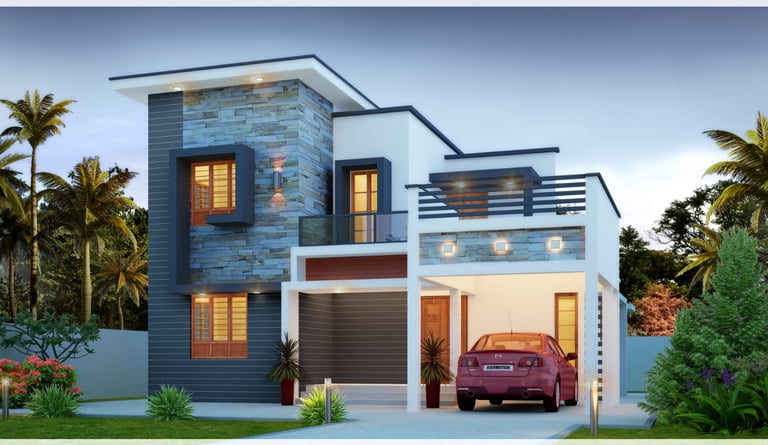 a house with a car parked in front of it