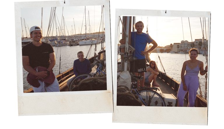 départ à la voile au coucher du soleil