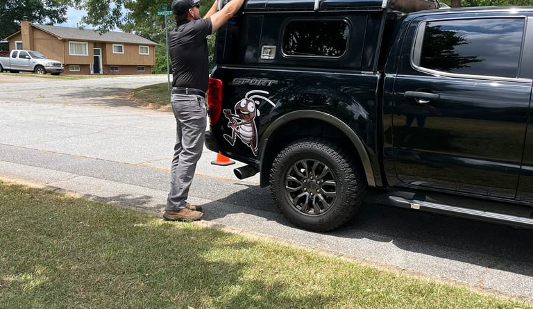 Tlc Upstate Lawn and Pest Control Truck With Service Professional