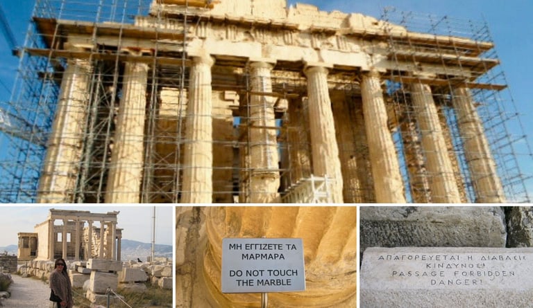 Fotos da autora visitando o Parthenon.